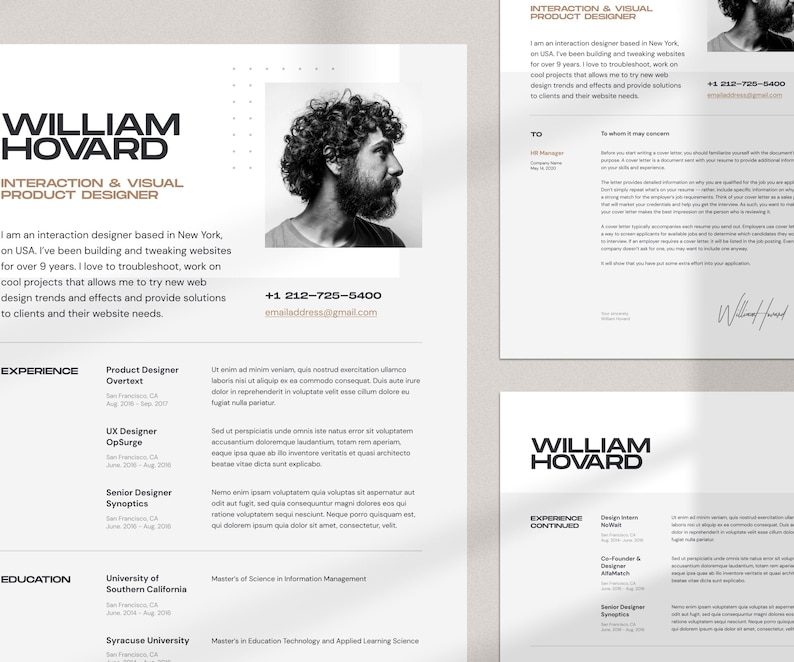 Modern Resume Template for Word and Canva | Creative Resume with photo | Professional CV Template for Designer | Editable Resume