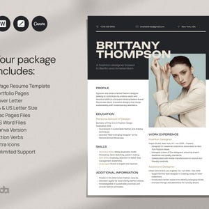 Modern & Creative Resume Template in Word for Actor, Hairstylist, Artist or Designer, Canva Editable CV with Portfolio, Beauty CV Template
