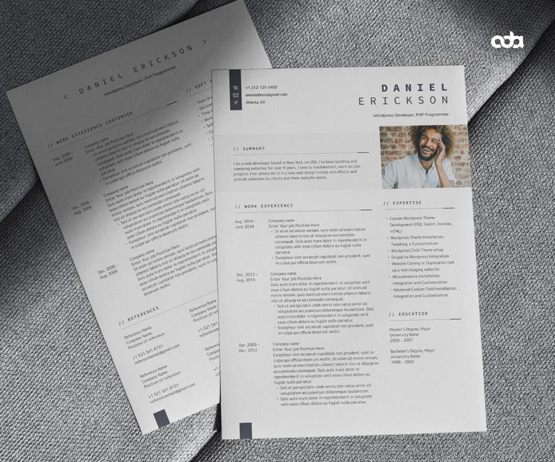Developer Resume Template with Photo, IT Resume Word Template, Software Resume, Technology CV template, Professional Resume, Designer Resume