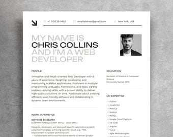 IT Resume Template, Data Scientist CV, Developer (Word, Pages, Canva)