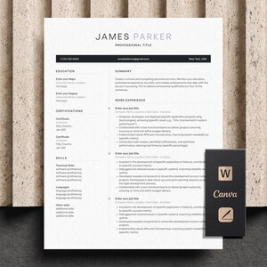 Resume Template Word, Canva & Mac Pages | Minimalist Resume, Executive Resume, Cover Letter | Resume Template 2026, CV Template