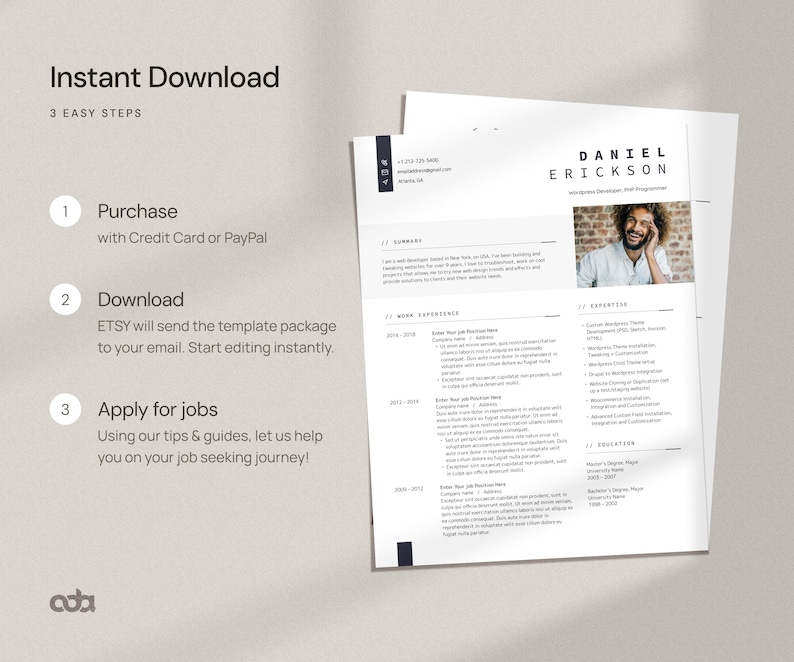 Developer Resume Template with Photo, IT Resume Word Template, Software Resume, Technology CV template, Professional Resume, Designer Resume