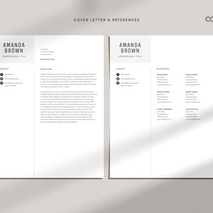 Minimalist Resume Template for Word, Project Manager CV with Photo, Cover Letter, Job Application, Marketing Resume, Teacher CV