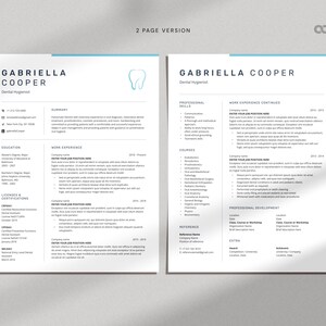 Dental Resume Template Word + Cover Letter + Reference, Dental Hygienist CV Template, Dentistry Resume Template, Orthodontics Resume