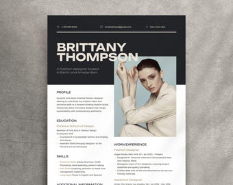 Modern Resume Template: Creative CV with Portfolio (Canva, Word)