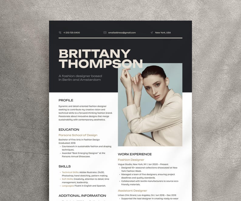 Modern & Creative Resume Template for Actor, Hairstylist, Artist or Designer, Canva Editable CV with Portfolio and Cover Letter, Mac Pages