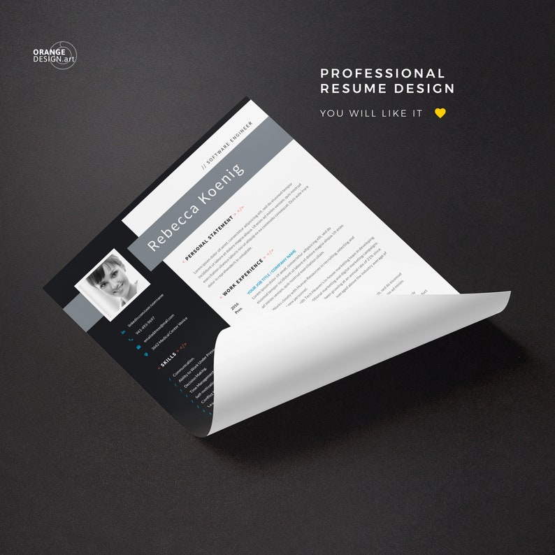 Software Engineer Resume Template with Photo and Cover ...