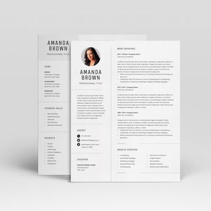 Minimalist Resume Template for Word, Project Manager CV with Photo, Cover Letter, Job Application, Marketing Resume, Teacher CV
