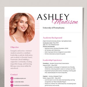 Sorority Recruitment Resume Canva, Pink Sorority Resume Templates with Photo, Rush Resume Template Canva, Best Sorority CV