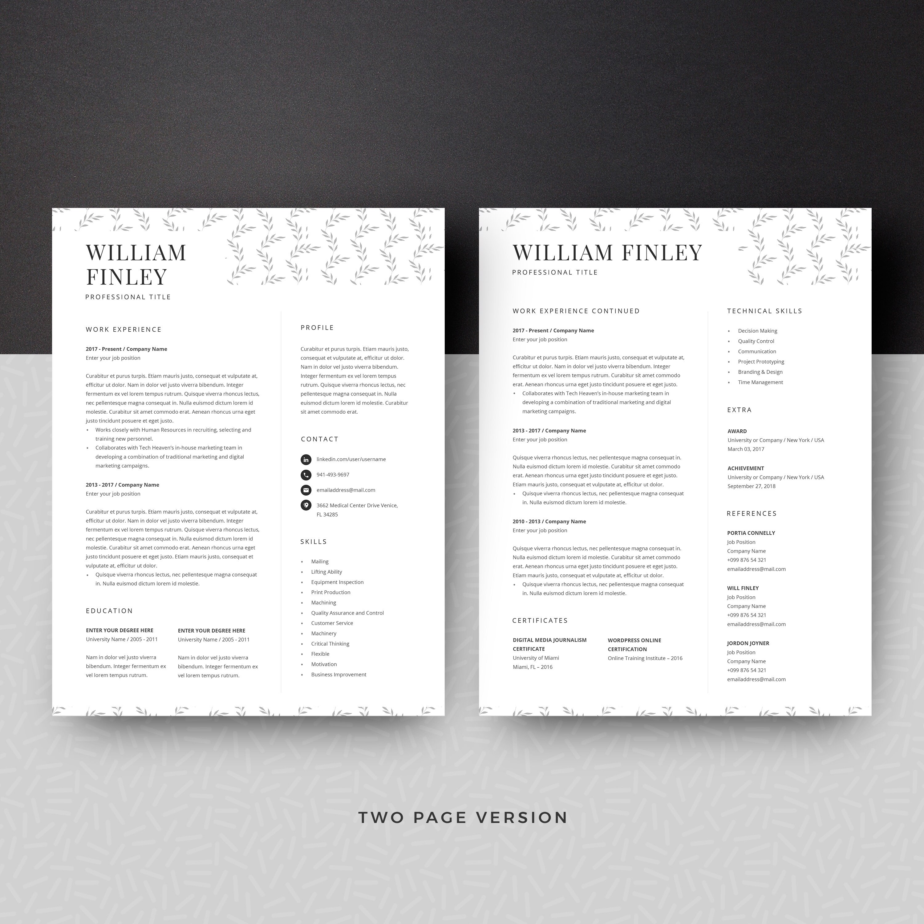 Creative Resume Template for Word Modern CV Resume - Etsy