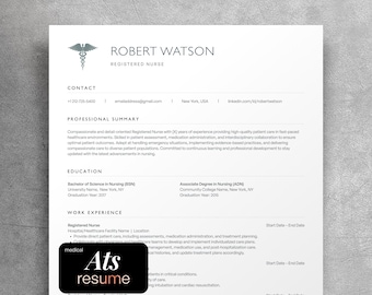 ATS-Friendly Healthcare Resume Template: Nurse, Medical Assistant (Canva & Mac Pages)