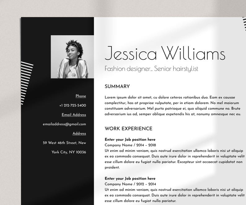 Hairstylist Resume Template Word, Makeup Resume with Photo, Beauty CV template, Professional Resume, Creative & Modern design, Actor Resume