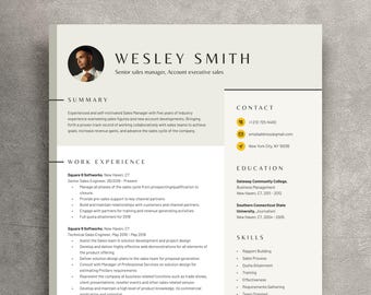 Professional Resume Template with Photo, Modern CV Design (DOCx)