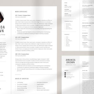 Minimalist Resume Template for Word, Project Manager CV with Photo, Cover Letter, Job Application, Marketing Resume, Teacher CV