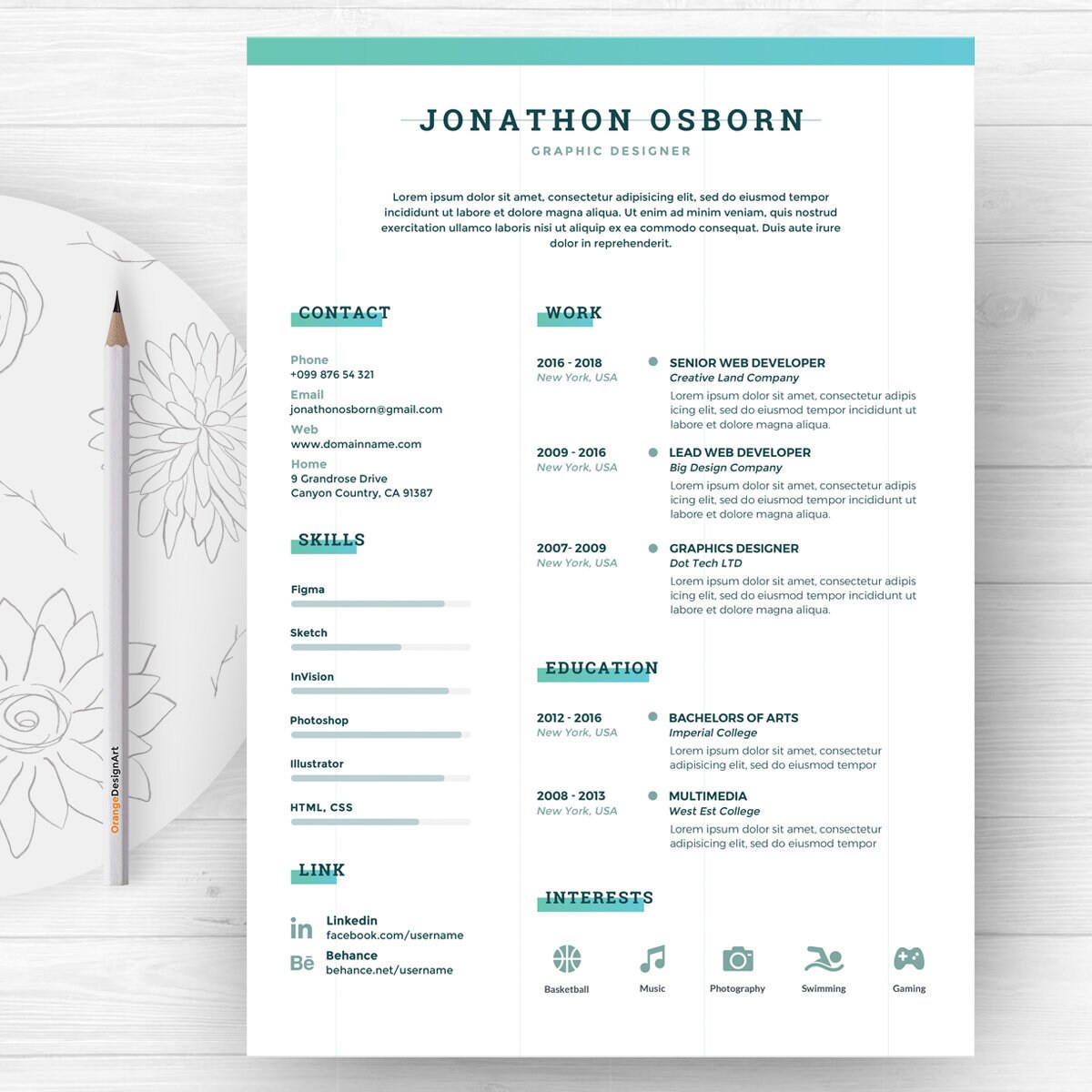 Professional Resume Template With Cover Letter Creative CV Etsy Professional Resume Template With Cover Letter Creative CV Etsy