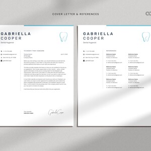Dental Resume Template Word + Cover Letter + Reference, Dental Hygienist CV Template, Dentistry Resume Template, Orthodontics Resume