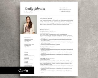 Modern Teacher Resume Template with Photo: Editable Canva CV (A4/US Letter)