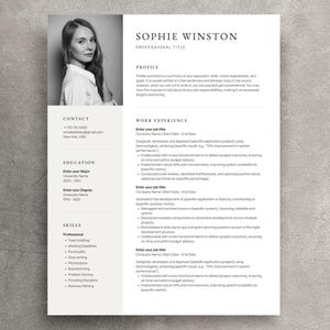 Resume Template with Photo for Canva & Mac Pages, Modern CV with Cover Letter and Reference Page, Ideal for Nurses, Teachers and More
