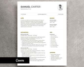Canva Resume Template with Cover Letter (PDF)