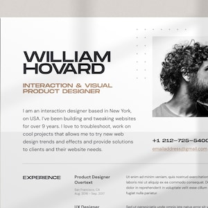 Modern Resume Template for Word and Canva | Creative Resume with photo | Professional CV Template for Designer | Editable Resume