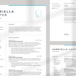 Dental Resume Template Word + Cover Letter + Reference, Dental Hygienist CV Template, Dentistry Resume Template, Orthodontics Resume