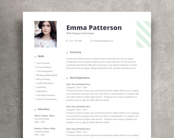 IT Resume Template with photo, Resume Template Word, Information Technology CV template, Programmer CV, Developer, Free Cover Letter
