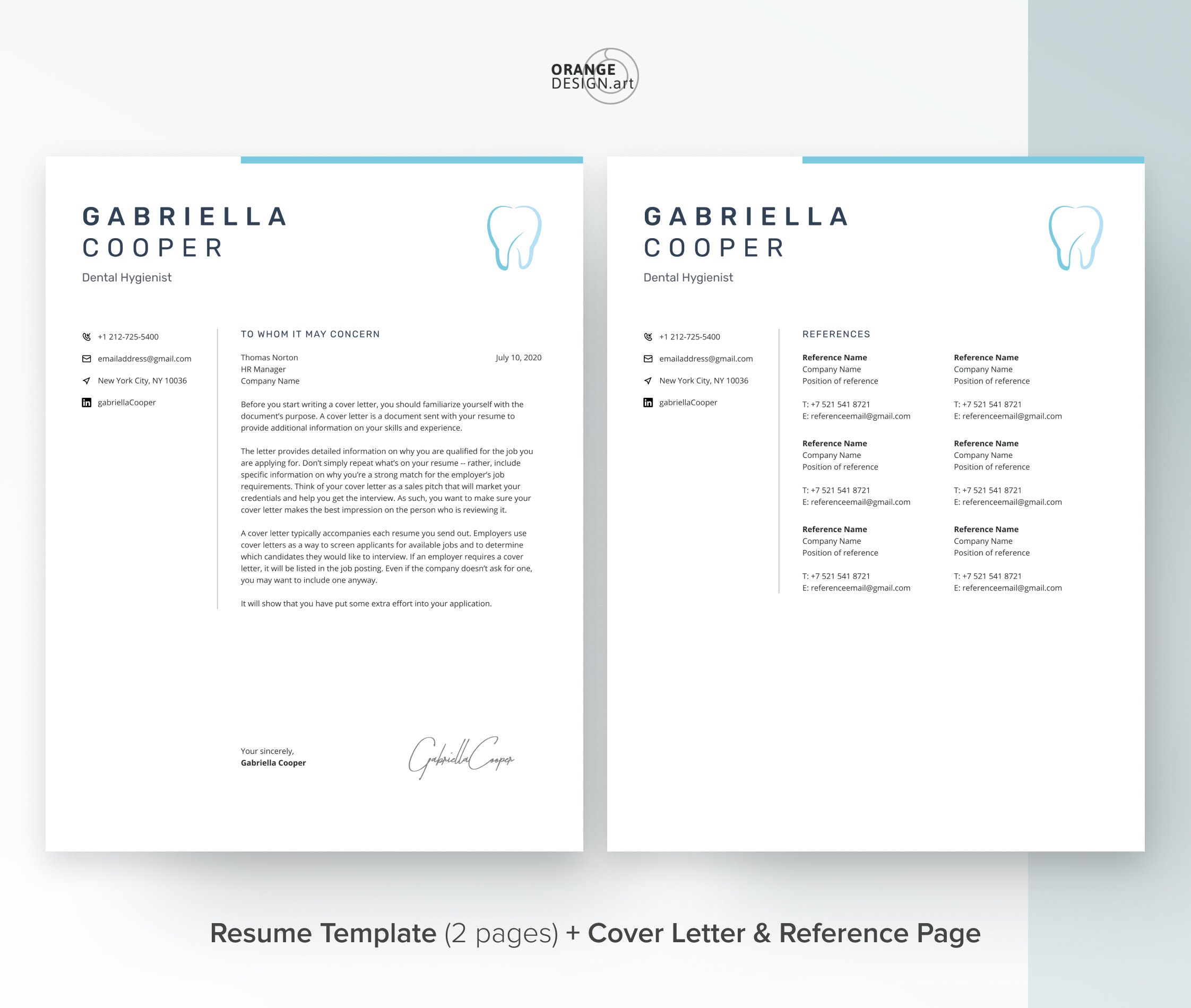 Medical CV Template for Word, Modern Resume Template Dentist, Dental CV