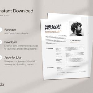 Modern Resume Template for Word and Canva | Creative Resume with photo | Professional CV Template for Designer | Editable Resume