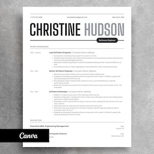 Modern Engineer Resume Template: Bold CV Design for Canva