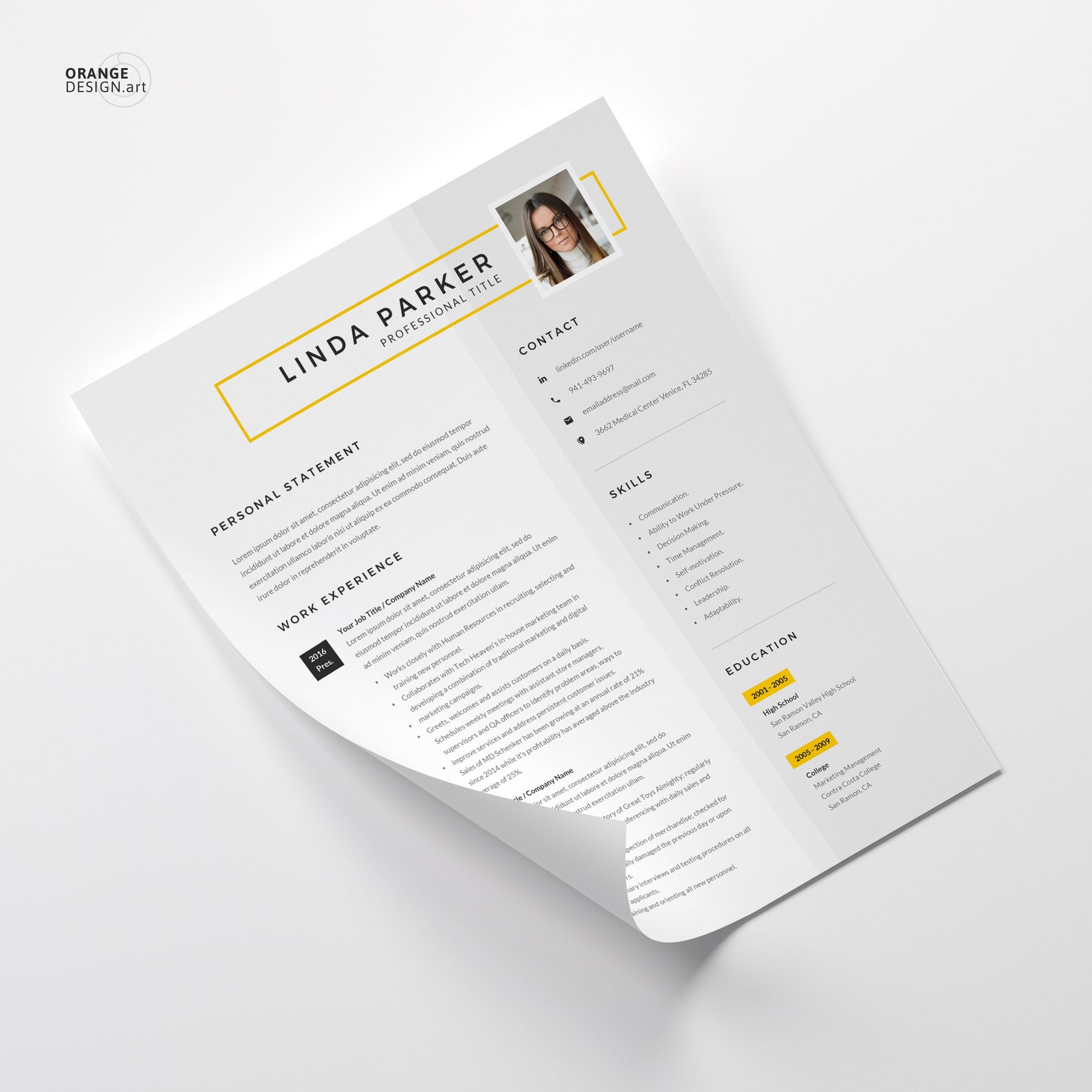 Resume Template With Photo Curriculum Vitae Professional - Etsy