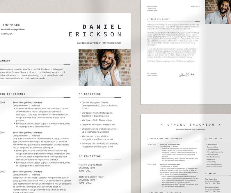 Developer Resume Template with Photo, IT Resume Word Template, Software Resume, Technology CV template, Professional Resume, Designer Resume