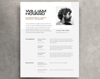 Modern Resume Template Word & Canva | Designer Resume CV Template | Developer Artist Professional Resume with Photo | Lebenslauf Vorlage