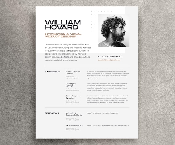Modern Resume Template for Word & Canva | Designer CV