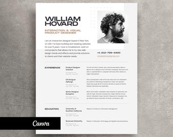 Modern Resume Template Canva | Professional CV Design (Digital Download)