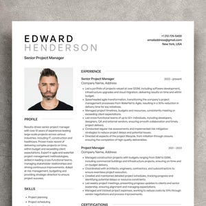 Modelo de currículo de gerente com foto, modelo de currículo Canva e páginas, modelo de currículo técnico com carta de apresentação e referências, currículo profissional