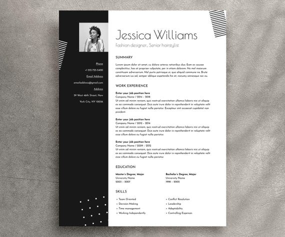 Modern Resume Template, Beauty, Hairstylist, Actor CV (Microsoft Word)