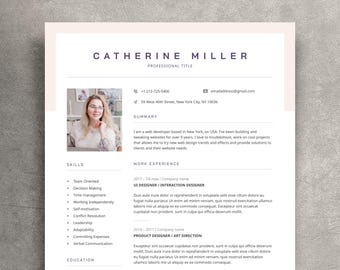 Modern Resume Template with Photo, CV for Word & Canva