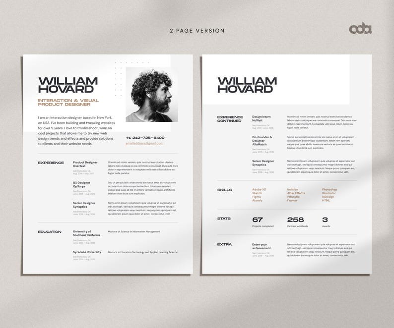Modern Resume Template for Word and Canva | Creative Resume with photo | Professional CV Template for Designer | Editable Resume