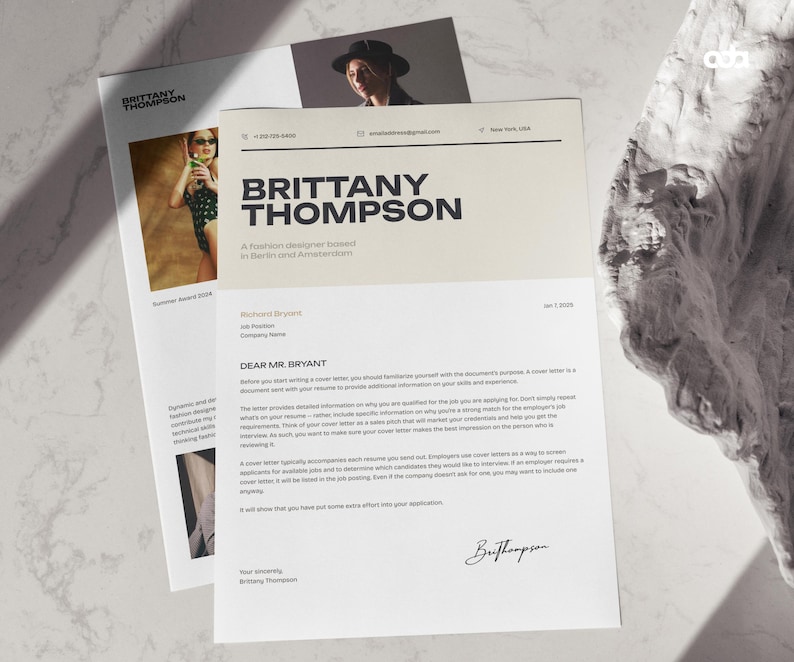 Modern & Creative Resume Template for Actor, Hairstylist, Artist or Designer, Canva Editable CV with Portfolio and Cover Letter, Mac Pages
