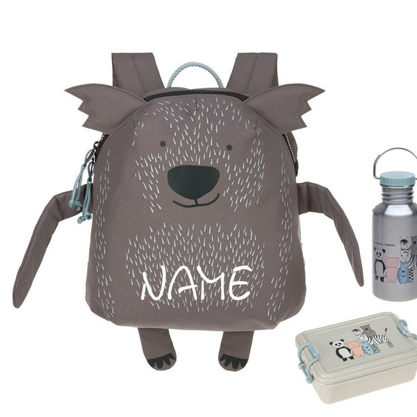 LÄSSIG Mini-Backpack Kinderrucksack-SET Wombat Kali - Backpack About Friends•Rucksack Kindergarten personalisiert•Stickatelier NeedleCat