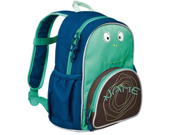 LÄSSIG Mini Backpack Wildlife Turtle bestickt mit Namen•Rucksack Kindergarten personalisiert•Rucksack für Kita•Geschenk zur Geburt•NeedleCat