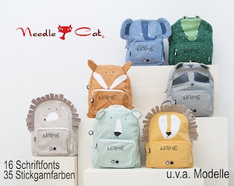 Kindergarten backpack with embroidered name•trixie backpack lion - elephant - & Co•Kita backpack with name•Backpack personalized•NeedleCat