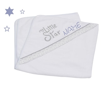 Hooded towel "My little Star" from the Be Be's Collection•100 x 100 cm•Gift for birth•Christening gift•Hooded towel with name•NeedleCat