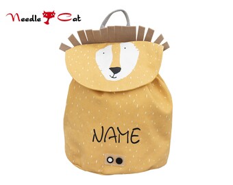 trixie Mini-Rucksack Herr Löwe mit Name bestickt•Rucksack für Kindergarten•Turnbeutel personalisiert•Kita Rucksack mit Namen•NeedleCat