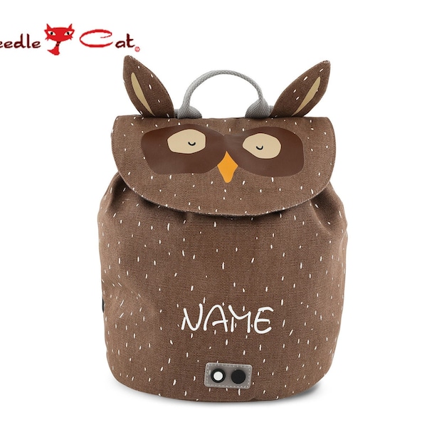 trixie Mini-Rucksack Herr Eule mit Name bestickt•Rucksack für Kindergarten•Turnbeutel personalisiert•Kita Rucksack mit Namen•NeedleCat