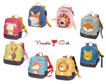 Sigikid Rucksack Löwe Forest & Co. mit Name bestickt•Rucksack Kindergarten•Rucksack für Kita•Geschenk zur Geburt•Erster Rucksack•NeedleCat