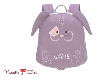 LÄSSIG Kindergarten Backpack Rabbit embroidered with name•Tiny Backpack about friends Bunny•Kita Backpack•Gift for birth•NeedleCat