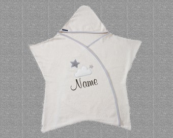 Hooded towel stars embroidered with name•MORGENSTERN hooded towel•Hooded towel personalized•Gift for birth•Baby towel