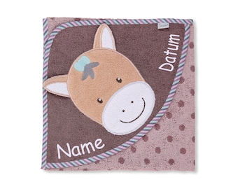 Star Valley Hooded Towel Pauline with name and optional date•80 x 80 cm•Gift for baby•baptismgift•Baby towel•NeedleCat