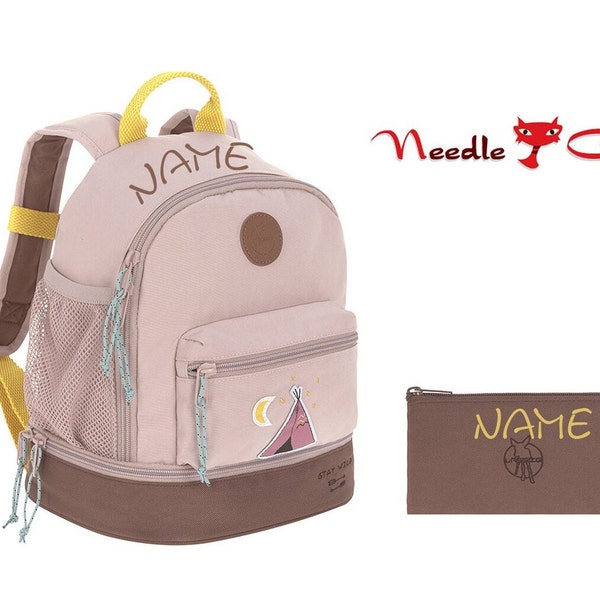 LÄSSIG mini backpack adventure teepee embroidered with name • 25 x 27 cm • kindergarten bag • backpack for girls • NeedleCat embroidery studio